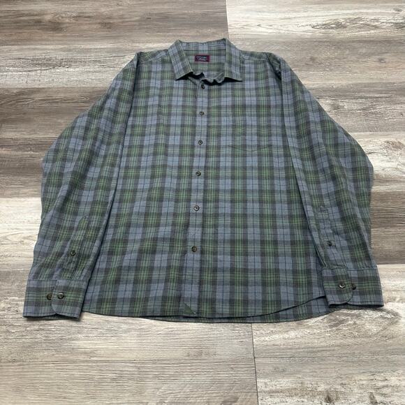 UNTUCKit Tartan Plaid Green Blue Mens 3XL Long Sleeve Chest Pocket Button Shirt - Picture 2 of 8